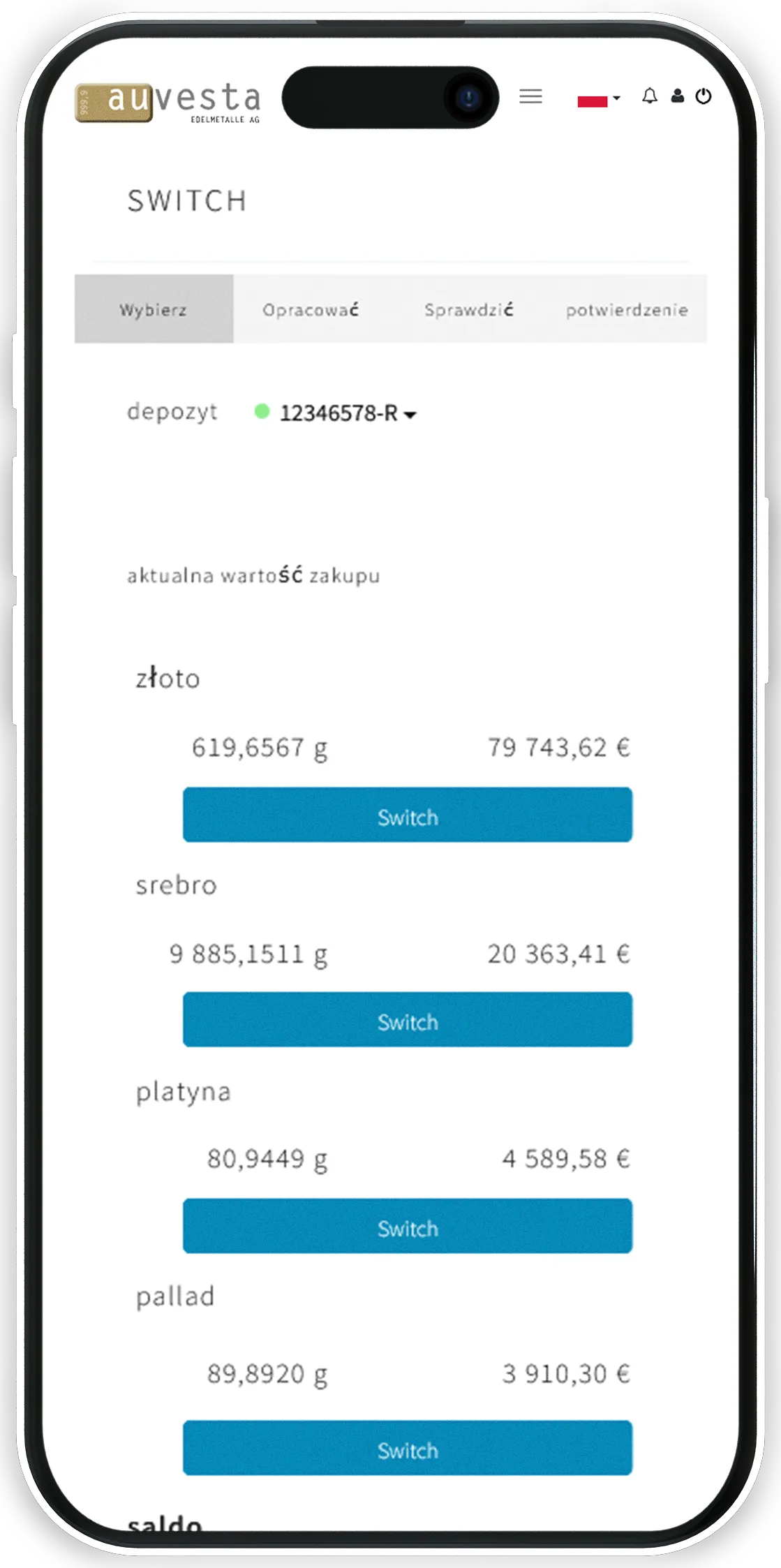 Switch - Dokonajcie Państwo zamiany metali szlachetnych online
